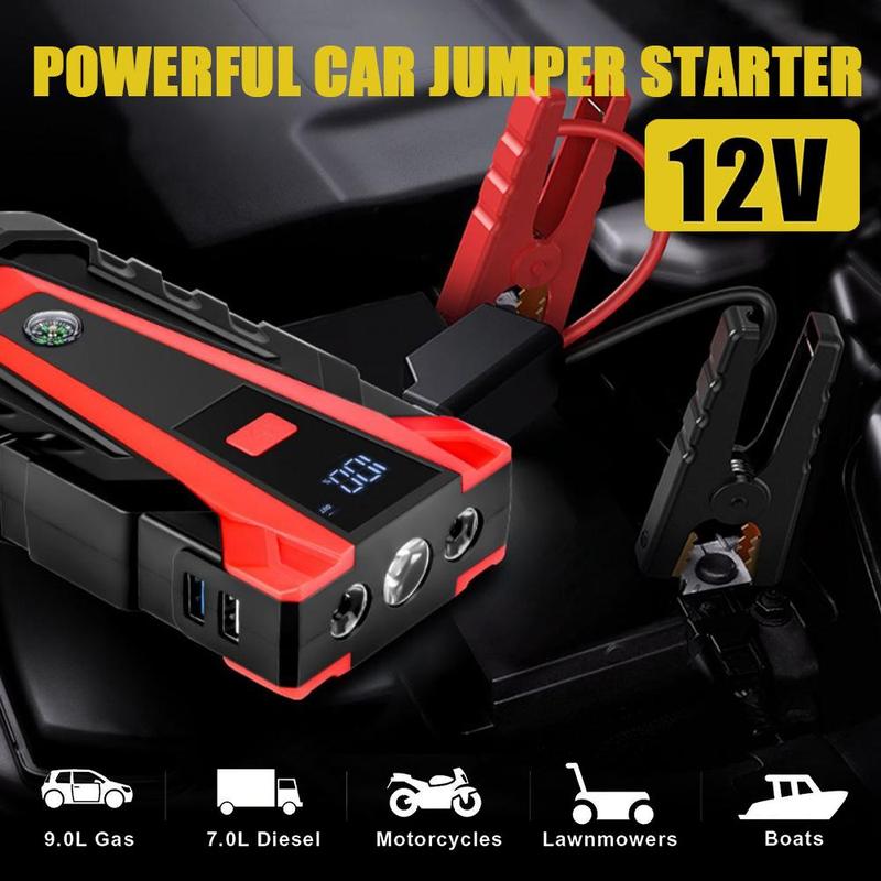 Battery Jumper for Car, Car Emergency Start Power Bank with LED Flashlight, Portable Car Jump Starter with Type C & USB Output, Multifunctional Car Battery Repair Tool