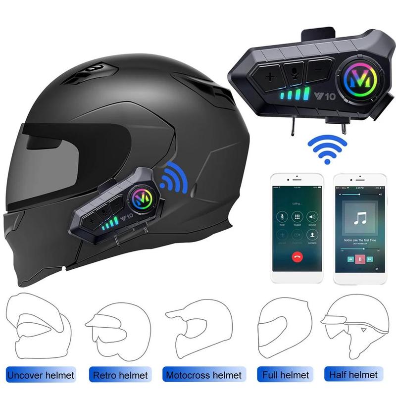 Rechargeable Motorcycle Helmet Speaker, IPX6 Waterproof Helmet Earphone with Automatic Response Call Music Control, Compatible with All Helmets