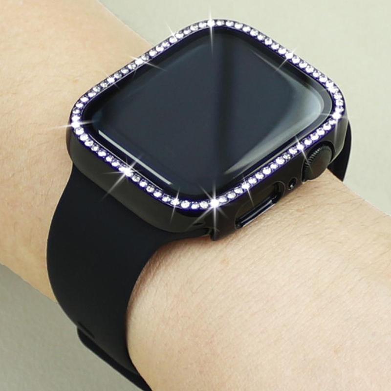 Rhinestone Decorated Silicone Watch Band, Fashionable Watch Band for Women, Smart Watch Accessories Compatible with Apple Watch (Band Only)