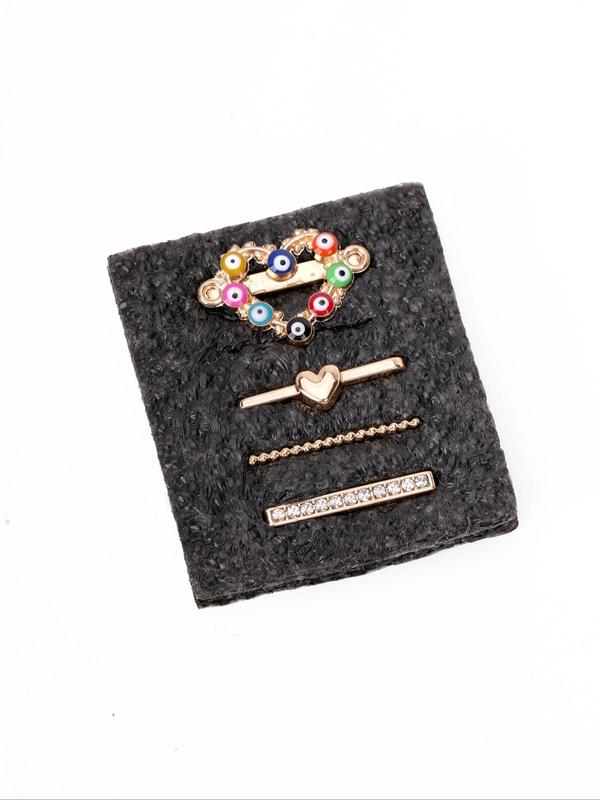 Fashionable Rhinestone Decor Watch Band Decorations, Cute Eye Pattern Heart Design Watch Band Charm, Compatible with Apple Galaxy Huawei Watch Band, Watch Accessories for Women & Girls